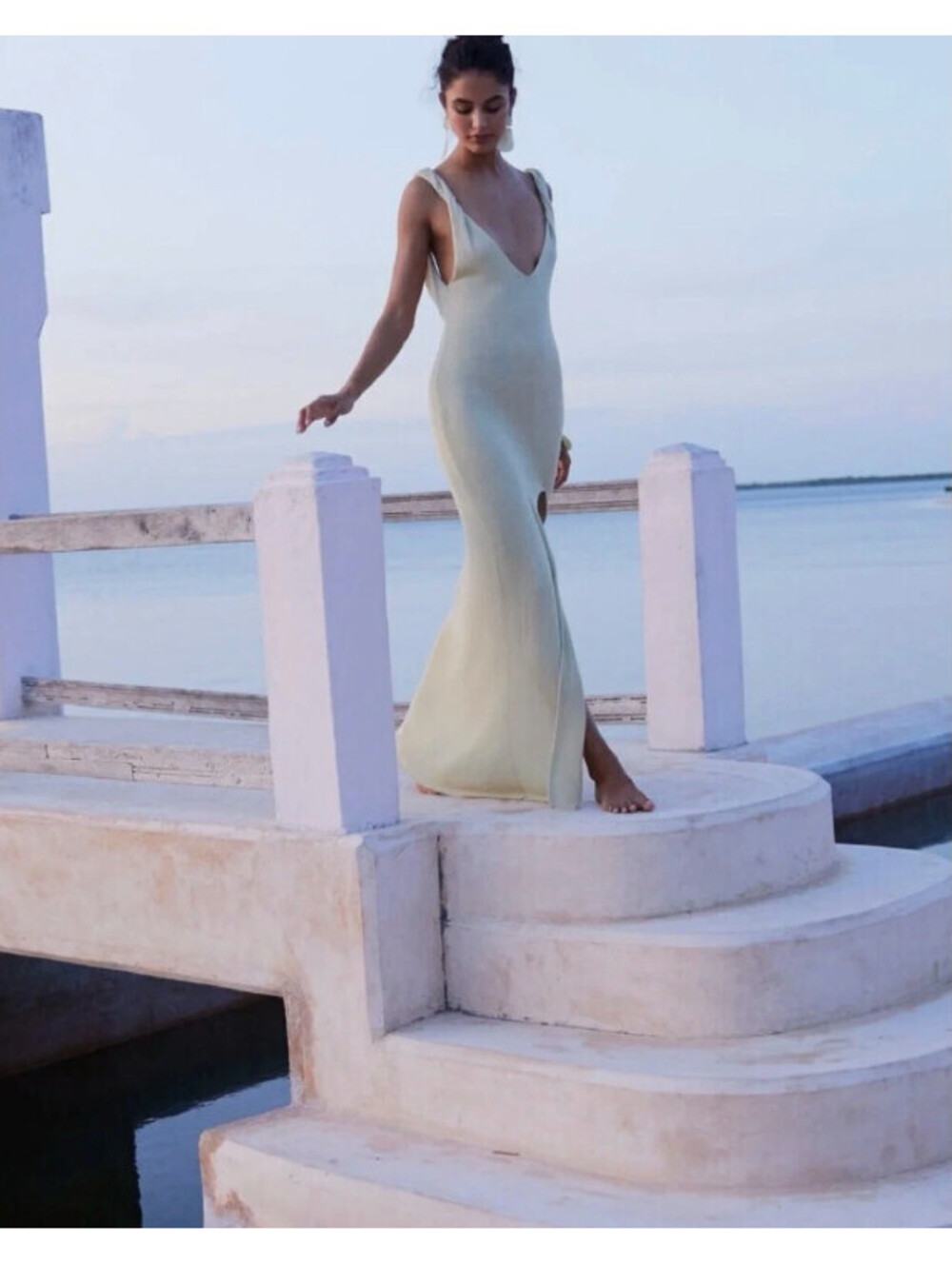 Flook The Label Anaya Dress Plunge Backless Maxi Pistachio NWT size XS $199msrp